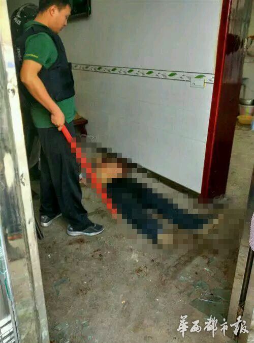 四川宜宾一男子歹徒持杀猪刀行凶被警察击伤死